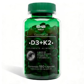 Vitamina D3+K2 Adicionado Con Aceite De Coco - 180 Capsulas Softgel - Nutrición Celular y Energía Metabólica - 5H8 NUTRITION