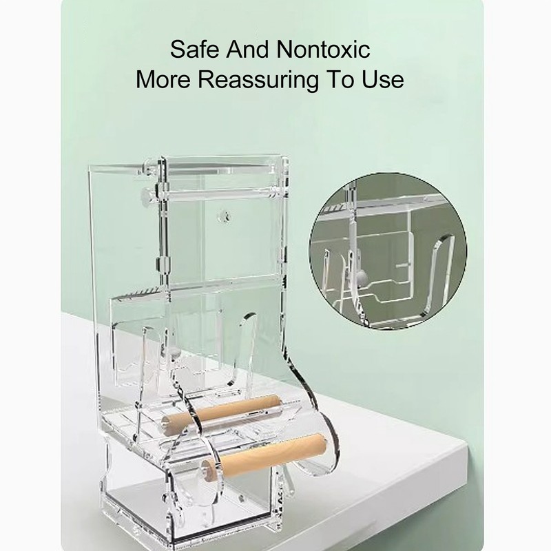 Automatic Parrot Feeder Prevent Spillage and Splashing Easy Installation Acrylic