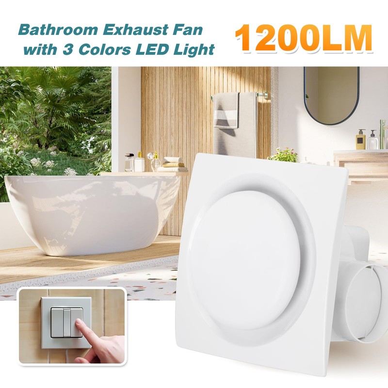 yanliangvich Bathroom Exhaust Fan with Light, 8 Inch Exhaust Fan