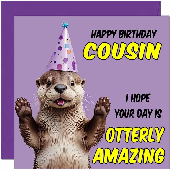 Cousin Birthday Card - Otterly Amazing - Funny Otter Birthday