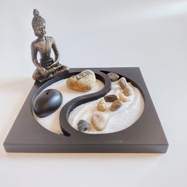 Japanese Miniature Zen Garden Set for Meditation, Home Decor or Gifting (Design A)