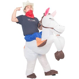 JYZCOS Adult Inflatable Cowboy Costume Western Rider Costume (White)