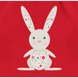 Animal motifs - sweet rabbit - spring animals with flowers - gym bag. - Red -