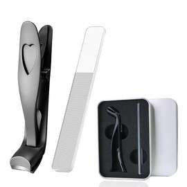 HABNI Anti-Spritz-Nagelknipser mit Sammler, kommt mit Nano-Nagelfeile, Edelstahl-Nagelknipser für Fingernägel und Zehennägel