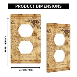 Pznen Pirate Map Outlet Covers Ancient Pirate Treasure Map Wall Plate Duplex 1-Gang Standard Plug Cover Home Decorative Office