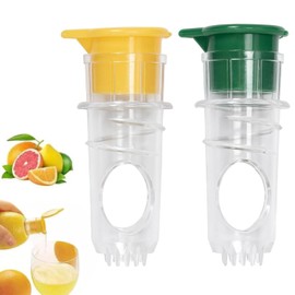 Onperpoe Pack of 2 Lemon Squeezer Manual Lime Press BPA-Free Plastic Lemon Juicer Portable Lemon Squeezer Small Hand Press Lemon Pourer Hand Citrus Juicer with Tap