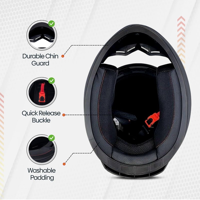 PITMOTO PM-888, Full Face Dual Visor DOT Approved Motorcycle Helmet-White-Large