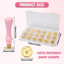Rebanky 18 Pcs Wax Seal Stamp Head Set, Letter Sealing Wax Stamps Wax Seal Stamps Wedding with Wooden Handle Sealing Wax Stamp Heads Wax Seal Stamp Heart for Cards Gift Business Gift Wrap (25mm)
