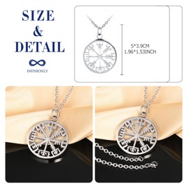 INFINIONLY Vintage Hollow Pirate Pattern Necklace Coins Fashion Stainless Steel Lockets Pendants with 55cm Chain Creative Necklets Novelty Jewelry