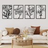 ZNZAPO 4 Pcs Black Metal Flower Wall Art, Abstract Line