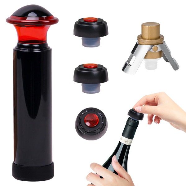 CCSmall Wine Saver Vacuum Pump Set - Includes 3 Reusable