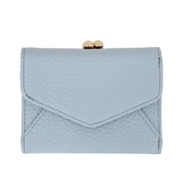 Compact Mini Wallet, Genuine Leather, Small Folding Wallet, Trifold Wallet, Coin Purse, Lightweight, Card Case, Large Capacity, Women's, ice blue