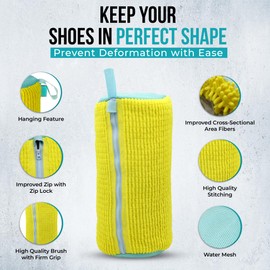 2Pcs Shoe Washing Machine Bag - Reusable Laundry Shoe Bag for Washer & Dryer, Durable Shoe Bag for Washing Machine, Fits All Shoe Types & Sizes,Yellow (14.8 * 7.4in) (2Pcs Yellow)