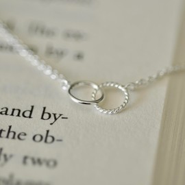 Interlocking Double Ring Friendship Love Necklace in Sterling Silver