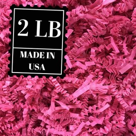 Mrs Fizz Crinkle Cut Paper Shred Filler for Packing and Filling Gift Baskets (2 LB) Hot Pink