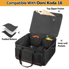 HODRANT Pizza Oven Bag Compatible with Ooni Koda 16 Gas Pizza Oven, Outdoor Storage Cover Compatible with Ooni Koda 16, Portable Carry Case with Shoulder Strap for Accessories Kit, Bag Only