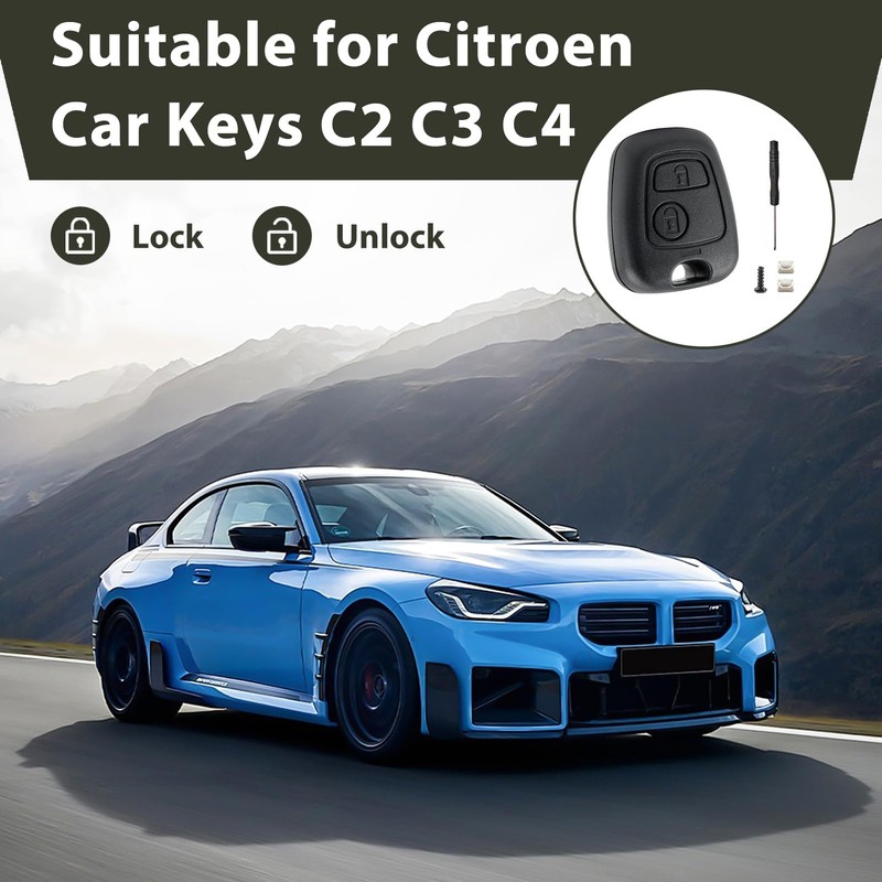 2 Button Car Key Shell Replacement for Peugeot 107 207