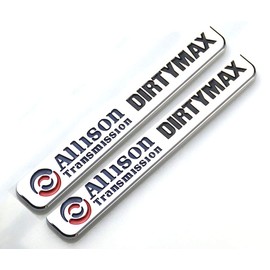 Pair Set Dirtymax Allison Transmission Emblems Badge Sticker Replacement For Silverado Sierra (Chrome Black)