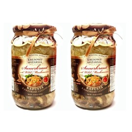 Al Amin Foods Polish Sauerkraut with Wild Mushrooms ( Kapusta kiszona z leśnymi grzybami ) 2 Glass Jars NT. Wt. 29.98 oz. (850g) By: