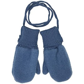 Ecoable Toddler and Kids Mittens: Organic Merino Wool Snow Gloves with String (Sz 4/4-6 years, Blue)