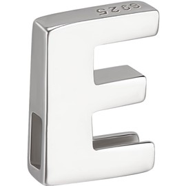 Beebeecraft Letter E Sterling Silver Capital Letter Alphabet Bead Initial Charm Pendant for Necklace Bracelet Jewellery Making