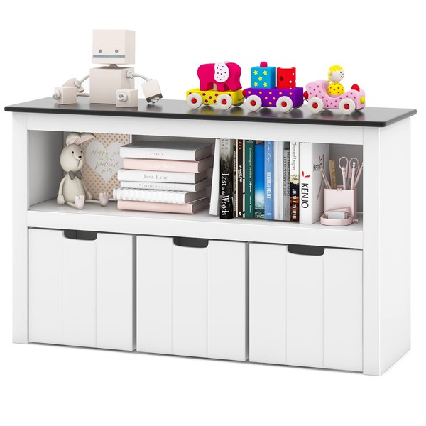 IFANNY Toy Storage Organizer, Kids Bookshelf w/Removable Drawers, Playroom Organization