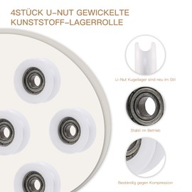 4 pieces 6 x 24 x 9 cm plastic coated sealed bearings steel 696ZZ deep U-groove guide roller rails ball rolling wheel white
