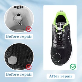 CENCERY 12 Pcs Shoe Mesh Repair Patch Mesh Shoes Hole Repair Shoe Hole Prevention Patch Trainer Heel Repair Patch for Most Types of Shoes and Seats(Black)