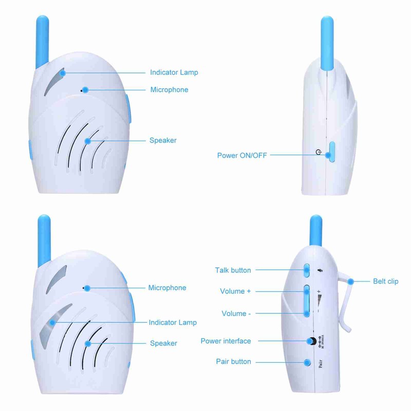 Baby Detectophone 2.4GHz Wireless 2 Way Intercom Crying Sound Alarm