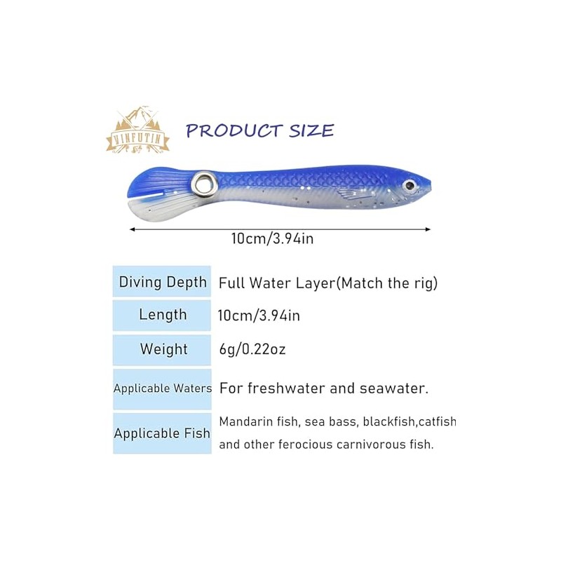 VINFUTIN Soft Bionic Fishing Lure,10Pcs Fishing Equipment Bass Trout,Simulation Loach