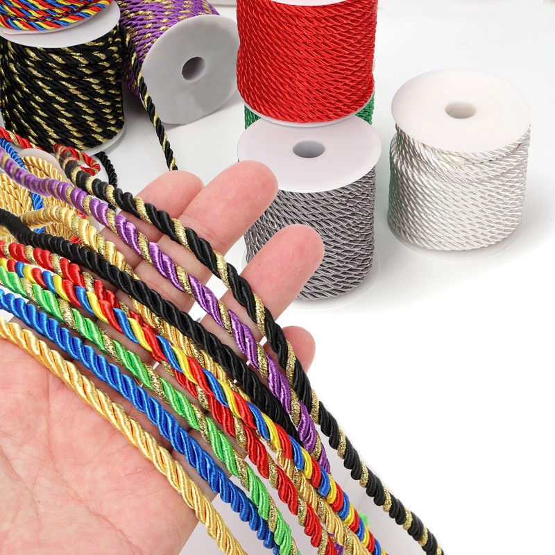 Mardatt 1Pcs 5mm x 18m 3-Ply Twisted Cord, Twisted Silk