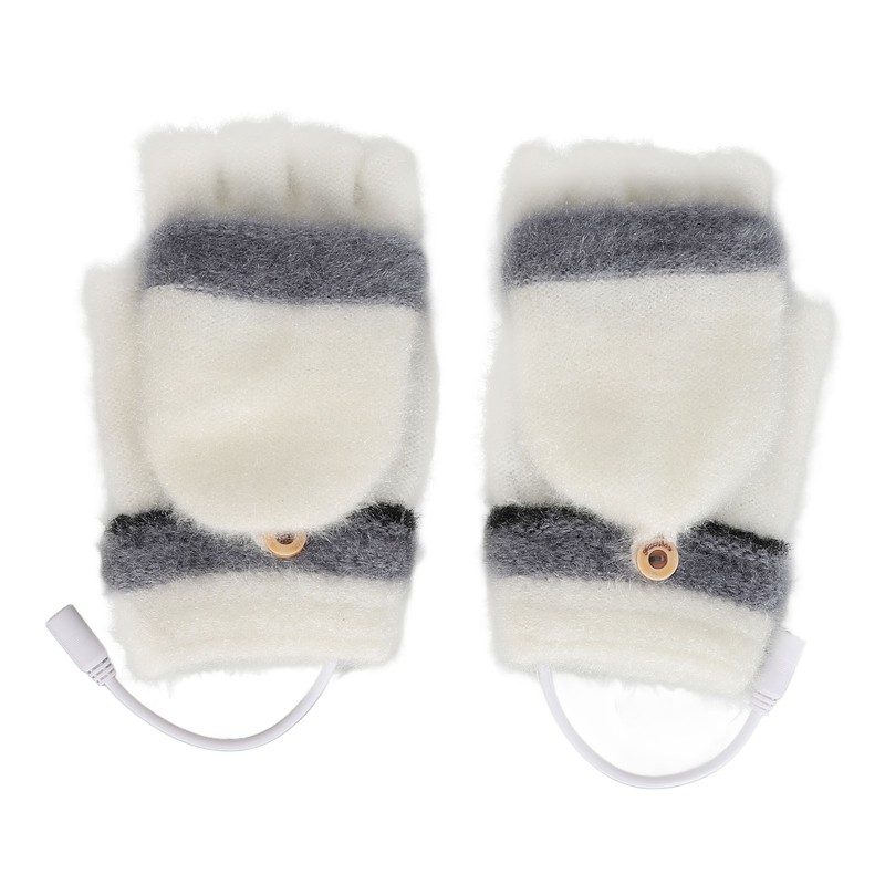 1 Pair USB Heated Gloves Mitten Winter Warm Full Finger