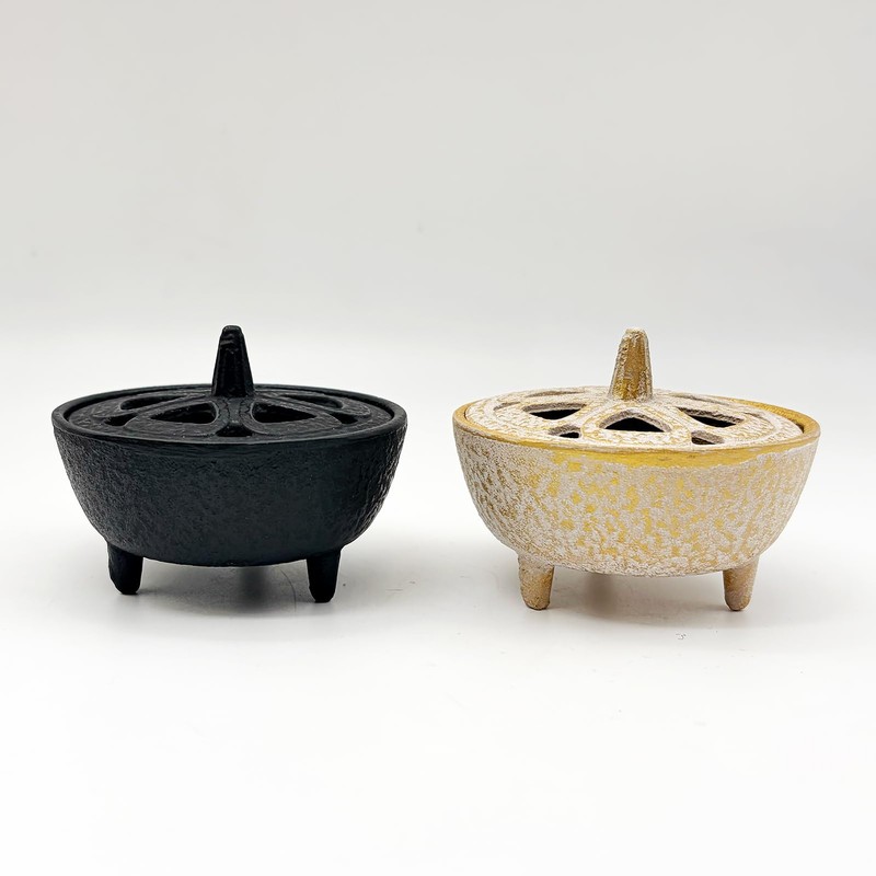 Cast Iron Incense Burner with 9-Hole Copper Incense Holder -