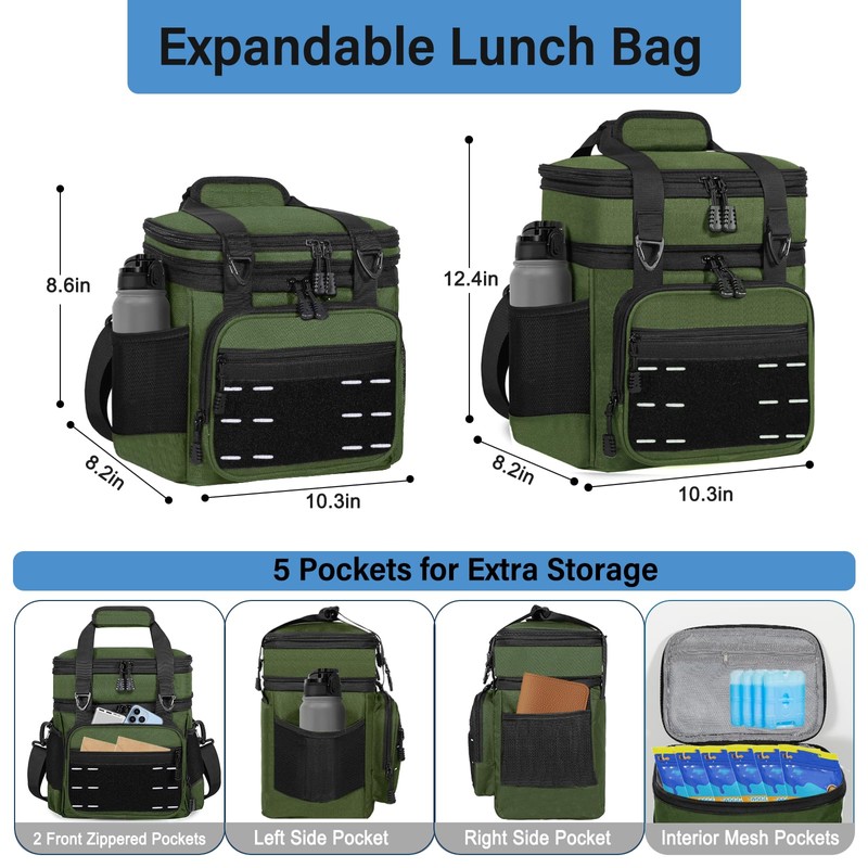 Lunch Box Cooler Bag - Insulated Tactical Lunchbox for Men