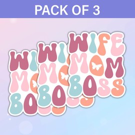 SODAVA | Wife Mom Boss Sticker Funny Mom Stickers Mama, Grandma, Grandmother, Mothers Day Waterproof Vinyl Decal, Gifts for Hard Hat, Laptop, Car, Bike, Multiple Occasions