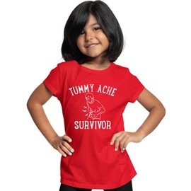 Medium Red Youth Tummy Ache Survivor Funny T-Shirt