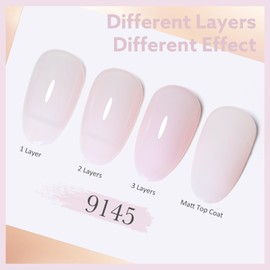 CANNI Milky Light Pink Gel Nail Polish, 1Pcs Jelly Nude Pink Gel Polish Sheer Clear Light Pink Gel Polish Translucent Color Nail Polish Gel Soak Off U V Gel Nail French Nail Manicure Salon DIY