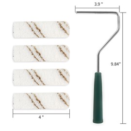 Mister Rui Small Paint Roller, Microfiber Paint Roller, 4 Inch Paint Roller for Painting Semi-Rough Surfaces, Pack of 21, Microfiber Paint Roller Cover*20, Roller Frame*1