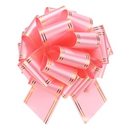 sourcing map 12 Inch Giant Large Pull Bow Big Metallic Car Bows Ribbon with Gold Edge for Wedding Presents Gift Wrapping Christmas, Pink