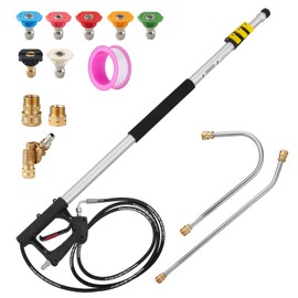 Tecoloy 18 FT Telescoping Pressure Washer Wand with Power Washer Extension Wand, Gutter Cleaner Attachment, 5 Spray Nozzle Tips and 2 Hose Inlet Adapters