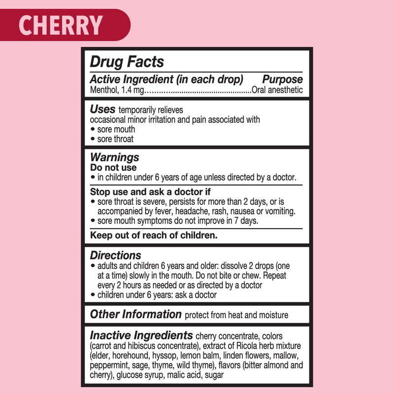 Ricola Cherry Throat Drops, 45 Count, Daily Drops For Delicious