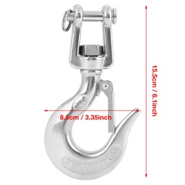 Slip Hook with Latch Jaw, 650kg/1000kg Safety Hook 304 Stainless Steel Swivel Lifting Hook with Latch Rigging Accessory, lasthaken Swivel for Chain Lift Swivel Eye Lifting Crane Chain Hooks