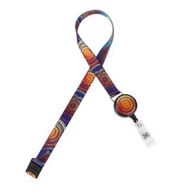 Grekywin Retractable Badge Reel and Lanyard Culture Retro Pattern ID Badge Reel USB Access Card Key Holder Polyester Vintage Multicolor Security Lock