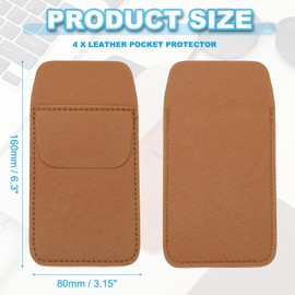 PATIKIL 4 Pack Leather Pocket Protector, MultiPurpose Pen Pocket Protector Pen Holder Organizer Pouch Pencil Sleeve for Heavy Duty Shirts Lab Coats Pointers Notes Card Office, Brown