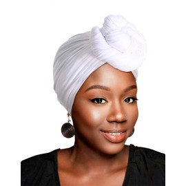 Head Wraps Turbans - Pañuelo elástico de punto para mujer, Blanco, Talla única