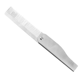 IWOWHERO Stainless Steel Folding Beard Comb for Men Hairdressing Tool Static Comb Small Pocket Grooming Tool