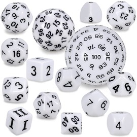 YILAIDA DND Dice Polyhedral Dice Set - 15 Pieces with Bags D3-D100 Dice Polyhedral Dice DND Game Dice for Dungeons and Dragons RPG MTG (White and Black)