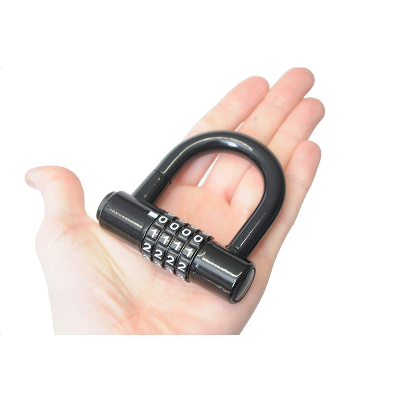 Mini Compact Padlock 4 Digit Combi 12mm Shackle U-Lock D-Lock