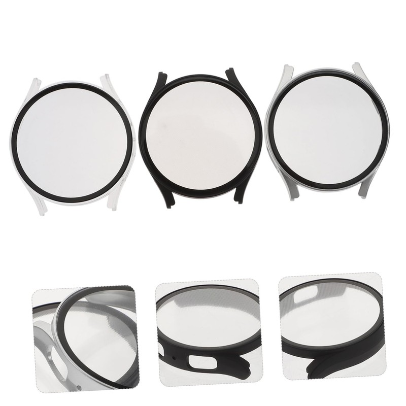WOONEKY 3pcs Full Coverage Watch Cases Tempered Screen Protectors for
