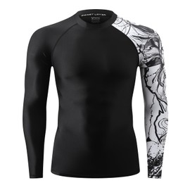 HUGE SPORTS Men's Long Sleeve Rash Guard UPF 50+ UV Sun Protection Tee Quick Dry Swimming Shirts